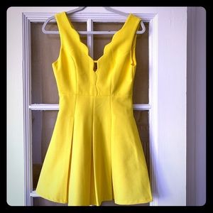 ZOE pleated flare dress in yellow